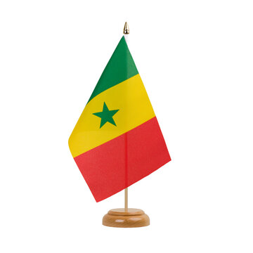 Senegal Flag, small wooden senegalese table flag, isolated, alpha channel transparency, png
