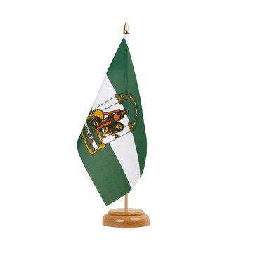 Andalusia Flag, small wooden andalusian table flag, isolated, alpha channel transparency, png
