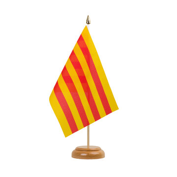 Catalonia Flag, small wooden catalan, catalonian table flag, isolated, alpha channel transparency, png