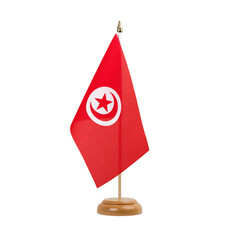 Tunisia Flag, small wooden tunisian table flag, isolated, alpha channel transparency, png