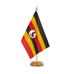 Uganda Flag, small wooden ugandan table flag, isolated, alpha channel transparency, png