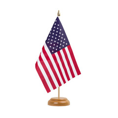 USA Flag, small wooden american table flag, isolated, alpha channel transparency, png
