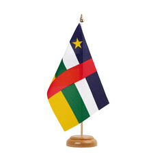 Central African Republic Flag, small wooden central african table flag, isolated, alpha channel...