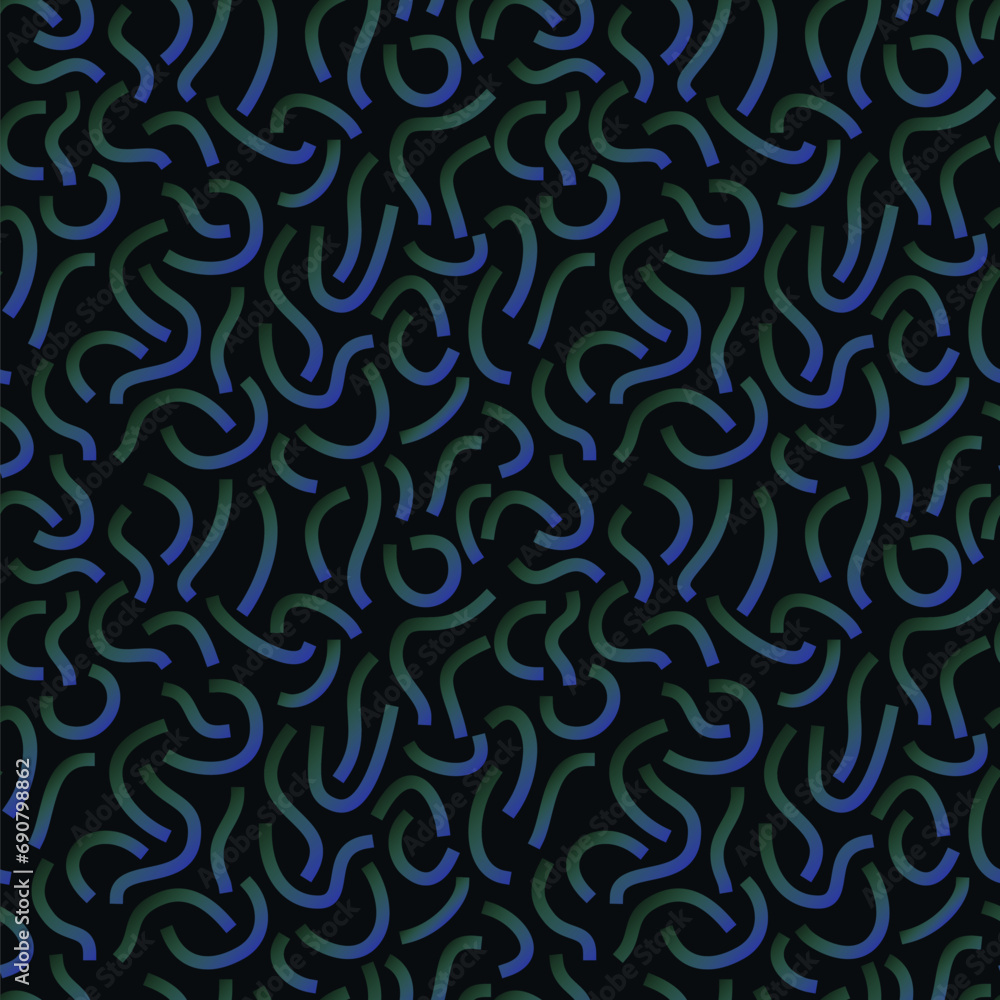 Poster blue and green gradient curved lines isolated on white background. transparent bold squiggles.