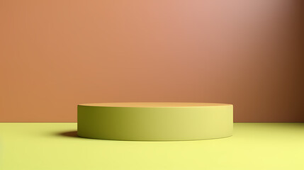 3D rendering green round product booth, podium, stage, product commercial photography background, product cosmetic display