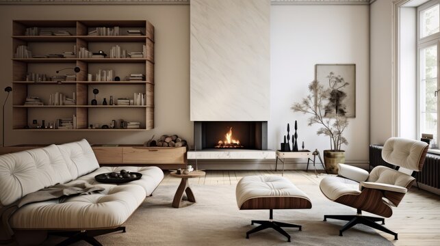 Generative AI image of A minimalist living room 