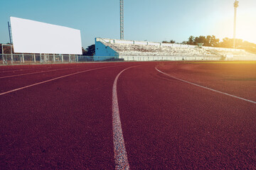 Detailed Lines and Marks on Athletic Track, Sports Stadium Surface Texture Close-up Shot - obrazy, fototapety, plakaty