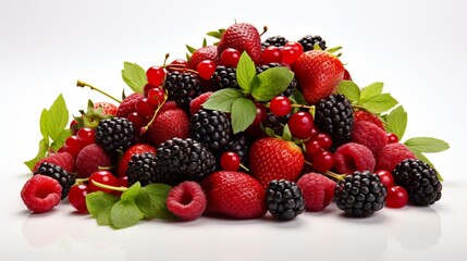 Big Pile of Fresh Berries on the White Background