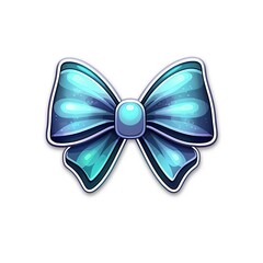  Green bow sticker, badge, label, seal, logo. Cartoon sticker of festive green bow isolated on white background. Collection of stickers. Generative AI