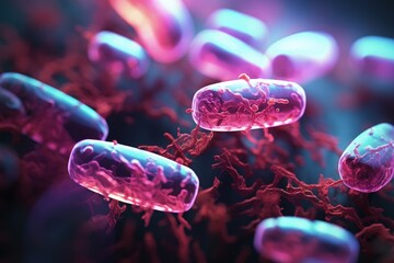 Escherichia Coli , E. Coli Bacterial Strains, Health and Food Safety microcosm, organismal and human biology science and research.