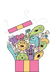 gift box fill with doodle 