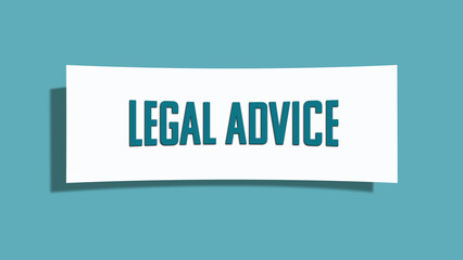 Legal advice symbol. A card in light green with words Legal advice. Isolated on white background.