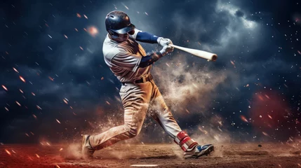 Fotobehang Baseball player hitting ball © FryArt Studio