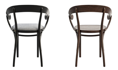 Midcentury steam-bent wooden chair with backrest. 3d render