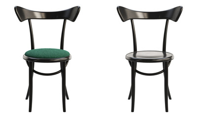Midcentury steam-bent wooden chair with backrest. 3d render