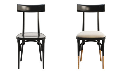 Midcentury steam-bent wooden chair with backrest. 3d render