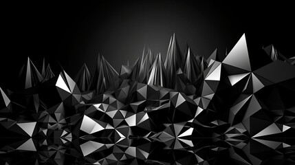 Black white abstract background. Geometric shape. Lines, triangles. 3d effect. Light, glow, shadow. Gradient. Dark grey, silver. Modern, futuristic. Design concept. Wallpaper concept. Abstract concept - obrazy, fototapety, plakaty