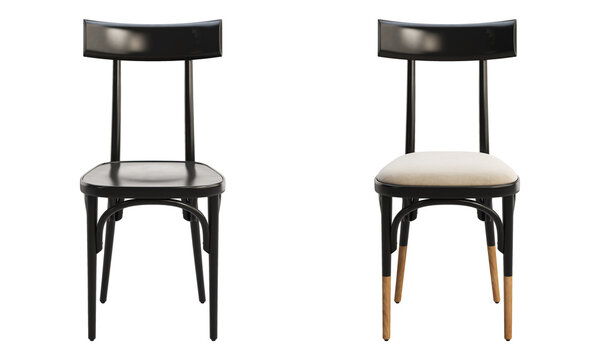 Midcentury steam-bent wooden chair with backrest. 3d render