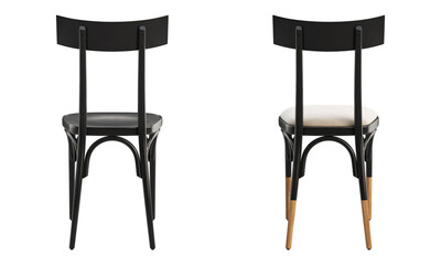 Midcentury steam-bent wooden chair with backrest. 3d render