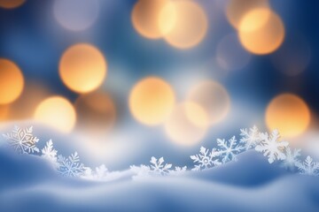 Naklejka premium Yellow garland light boche above snow surface