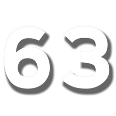 3d number 63 sixty three on transparent background for design elements