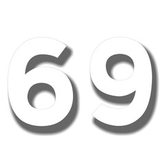 3d number 69 sixty nine on transparent background for design elements