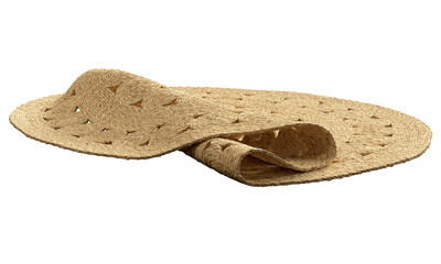 Natural braided round jute rug. 3d render