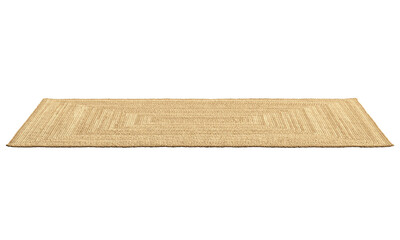 Natural braided rectangular jute rug. 3d render