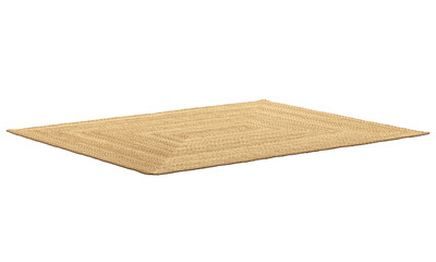 Natural braided rectangular jute rug. 3d render