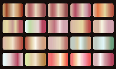 Rose gold gradient collection, Rose gold gradients metallic gradients set for fashion design, beauty makeup, design backgrounds and more.eps8