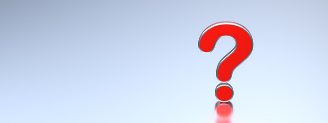 Red question mark on white background with empty copy space on left side, FAQ Concept. 3D Rendering