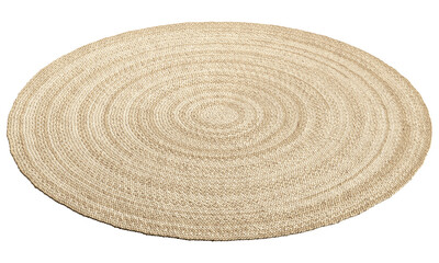 Fototapeta na wymiar Natural braided round jute rug. 3d render