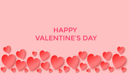  Paper cut hear border  decorations for Valentine's day design on pink background. Vector illustration