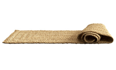 Natural braided runner jute rug. 3d render