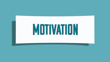Motivation symbol. A card in light green with word Motivation. Isolated on white background.
