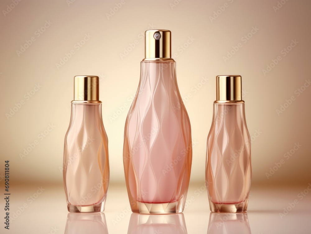 Poster a group of three bottles sitting next to each other