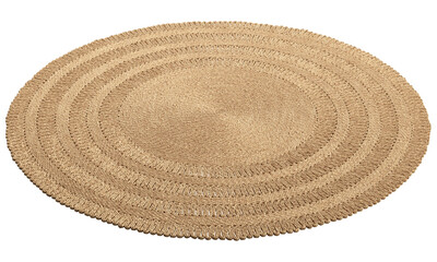 Fototapeta na wymiar Natural braided round jute rug. 3d render