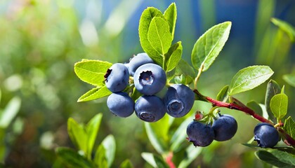Ripe fresh blueberry branch