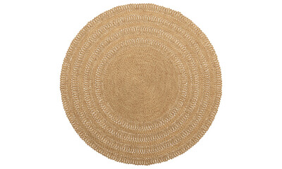 Natural braided round jute rug. 3d render