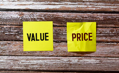The word value revealed with a missing puzzle piece with the word text. Price and value balance...