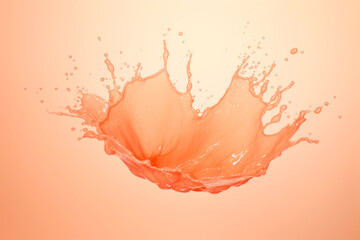 Peach colored abstract monochrom gradient background with liquid juice splashes - obrazy, fototapety, plakaty