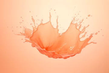Poster Im Rahmen Peach colored abstract monochrom gradient background with liquid juice splashes © LiliGraphie