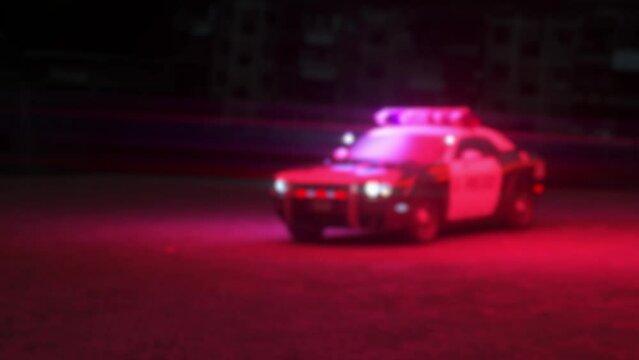 background blurred the police car flashes bright red and blue flashing lights loop 3d render
