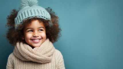 Snowy Smiles and Style. An elegant portrayal of a cheerful young girl embracing winter in fashionable clothes and hats.