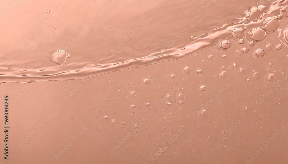 Poster pure liquid texture splash of peach fuzz color, background with selective focus and copy space