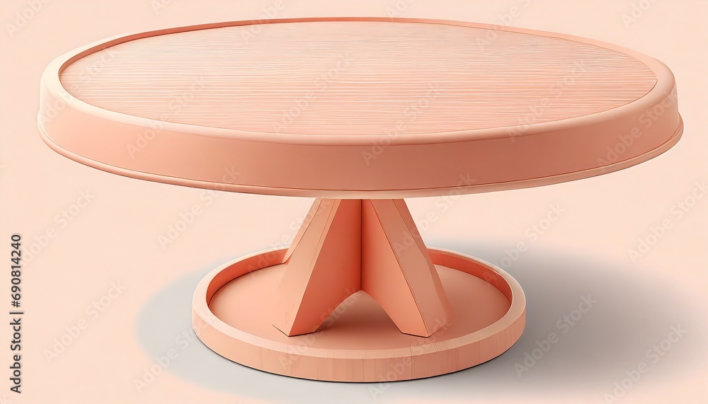 Poster round table in peach fuzz color, background with selective focus and copy space