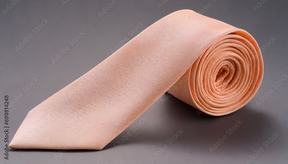 Poster peach fuzz color tie, background with selective focus and copy space