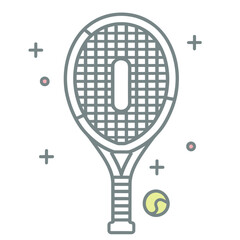 Vector flat outline tennis racket isolated on white background