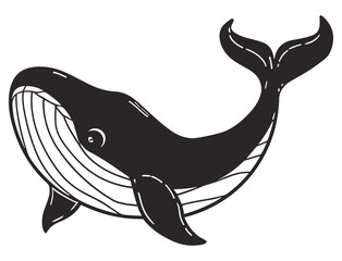 Vector flat black whale mermaid fish isolated on white background © Jawad Malik
