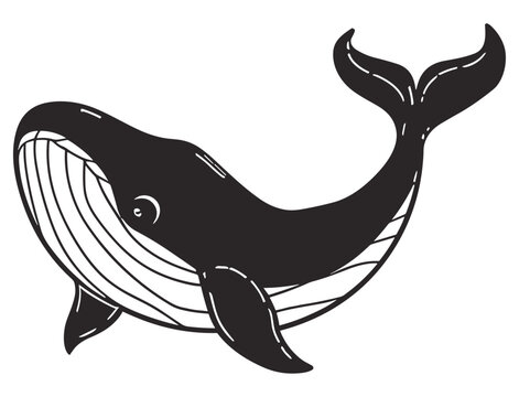 recommend clip art: Vector flat black whale mermaid fish isolated on white background